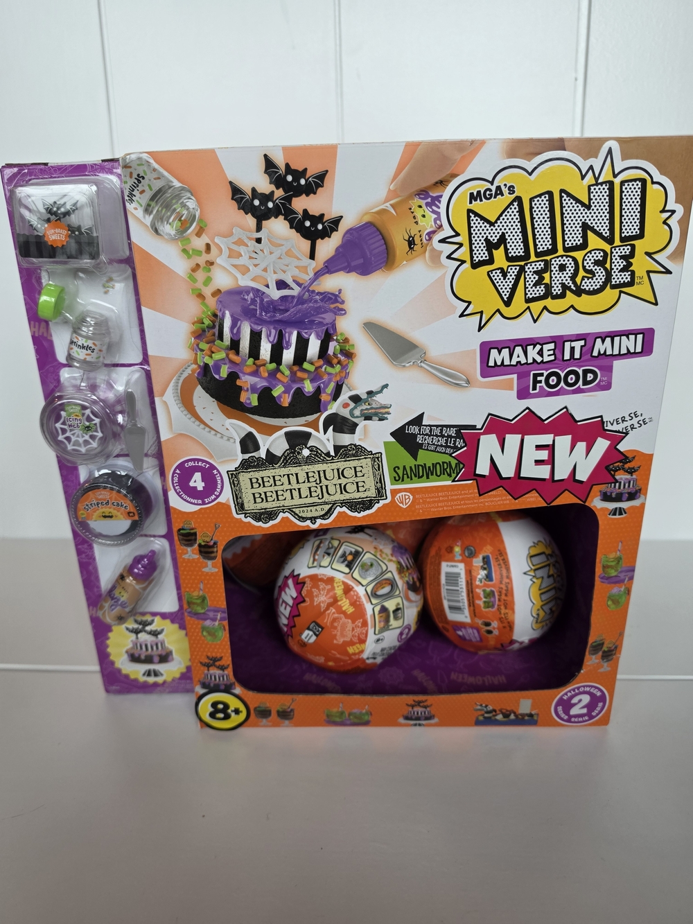 MiniVerse Make It Mini Food Beetlejuice Themed Series 2. Display And 4 Balls.